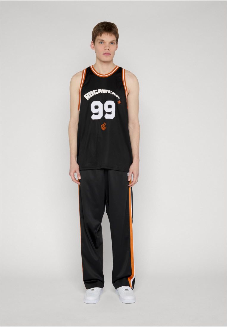 Rocawear KINGDOM Trackpant Jet Black Herren Trainingshose Vorderansicht mit Kontraststreifen