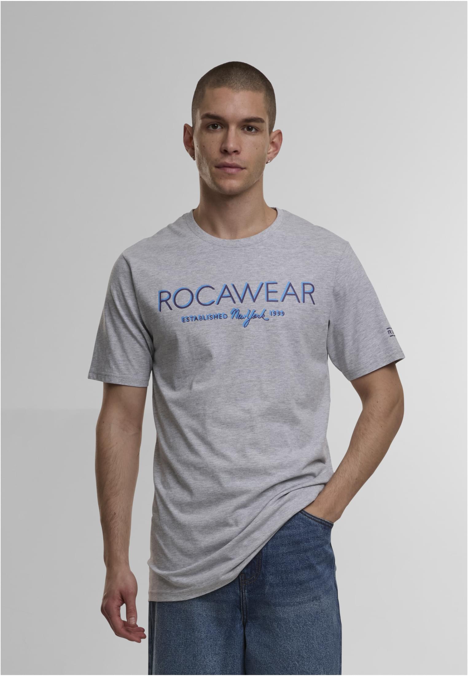 Rocawear NEON T-Shirt Grey Melange Herren T-Shirt Vorderansicht mit Logo-Print