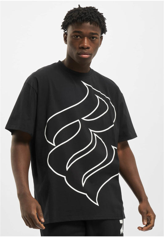 Rocawear WOODHAVEN T-Shirt Black Herren T-Shirt Vorderansicht mit grossem Logo-Print
