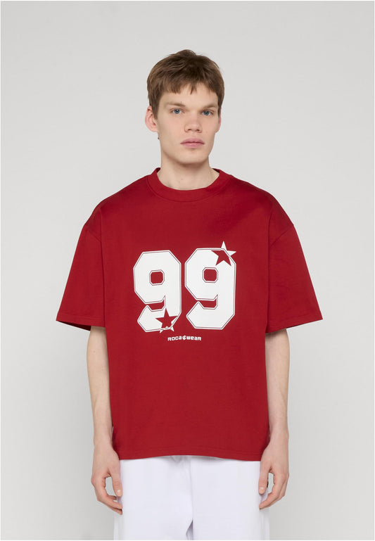 Rocawear STRAMBERS T-Shirt Red Dahlia Herren T-Shirt Vorderansicht mit 99 Frontprint