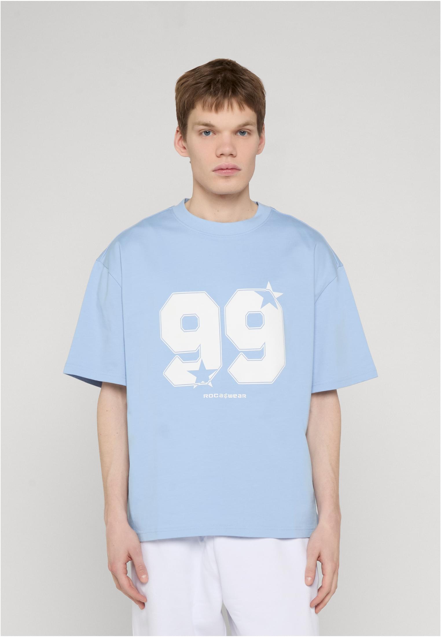 Rocawear STRAMBERS T-Shirt Brunnera Blue Herren T-Shirt Vorderansicht mit 99 Frontprint