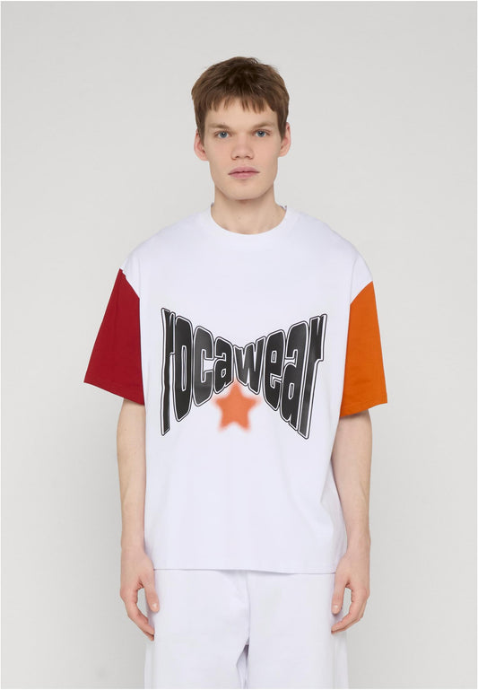 Rocawear COLORED T-Shirt Bright White Red Dahlia Hawaiian Sunset Herren T-Shirt Vorderansicht mit Logo-Print