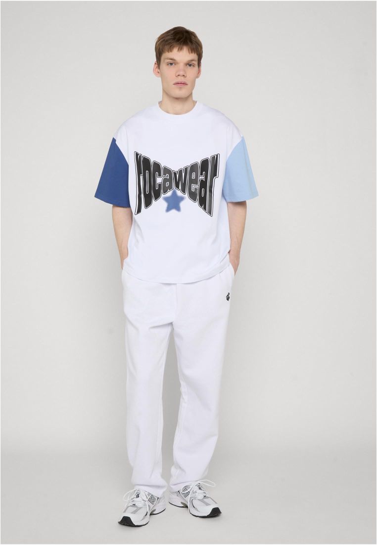 Rocawear COLORED T-Shirt Bright White True Navy Brunnera Blue Herren T-Shirt Vorderansicht mit Logo-Print