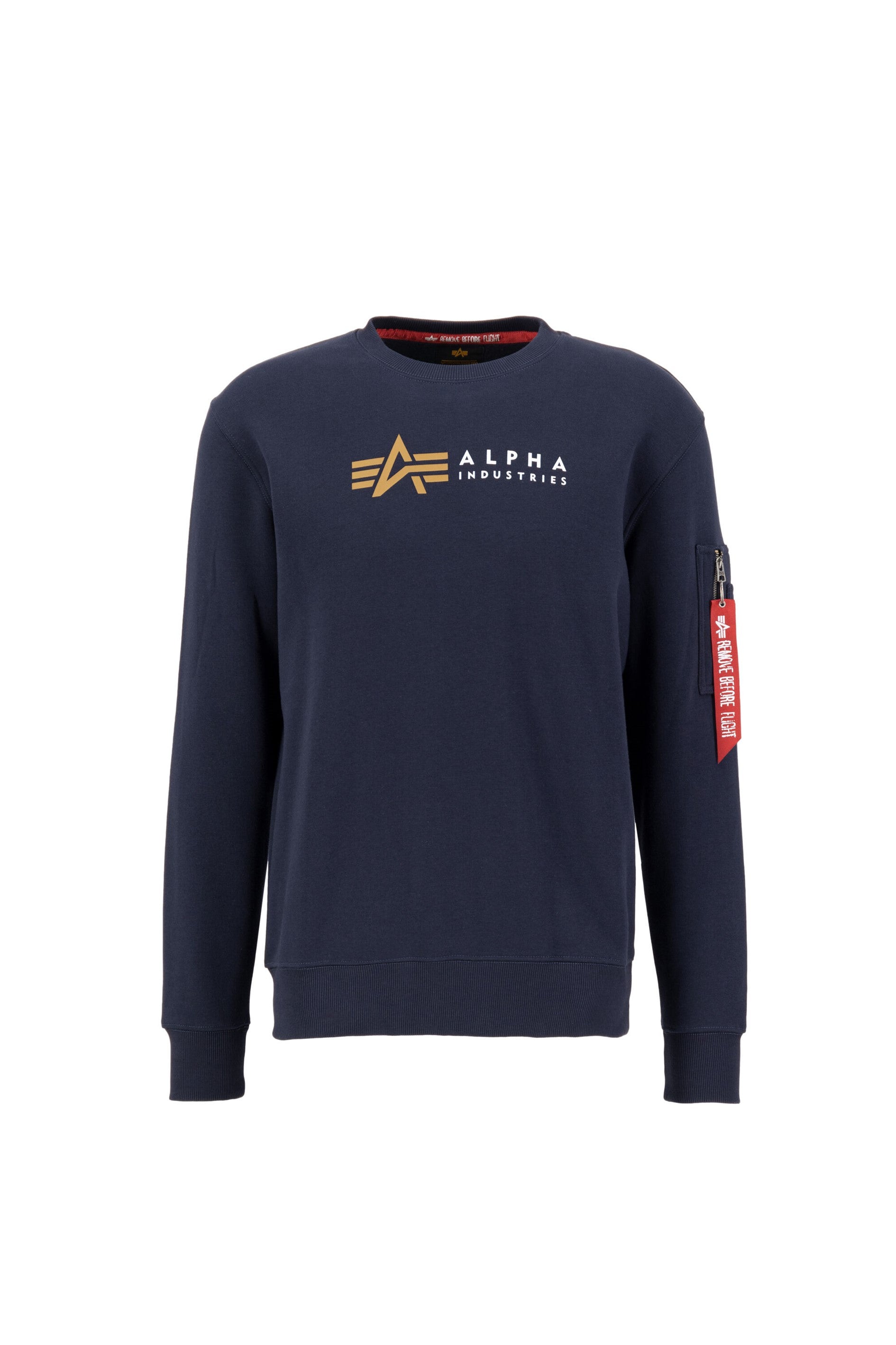 Alpha Industries Alpha Label Sweater für Herren, replica blue– Stilvoller Pullover mit Logo und Utility Pocket, exklusiv in der Schweiz erhältlich