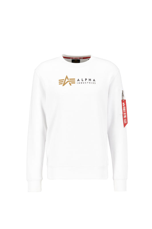 Alpha Industries Alpha Label Sweater für Herren, Weiss – Stilvoller Pullover mit Logo und Utility Pocket, exklusiv in der Schweiz erhältlich