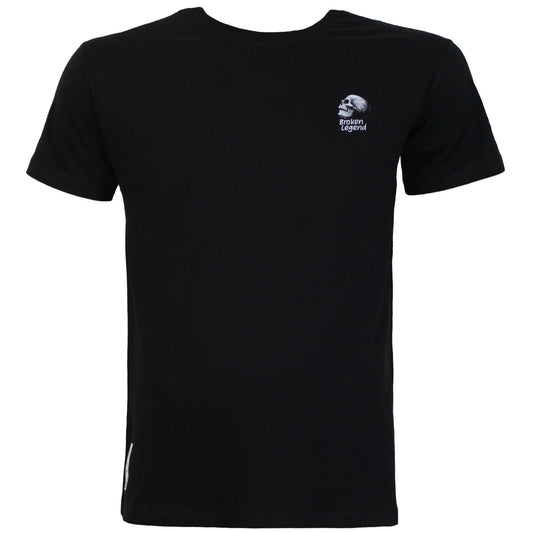 Schwarzes Broken Legend Basic T-Shirt mit kleinem Skull-Print auf der Brust