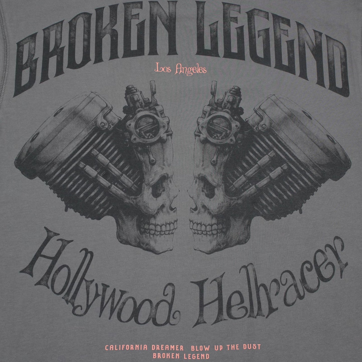 Broken Legend T-Shirt in Grau mit rundem Brustprint und mehrfarbigem Rückenprint