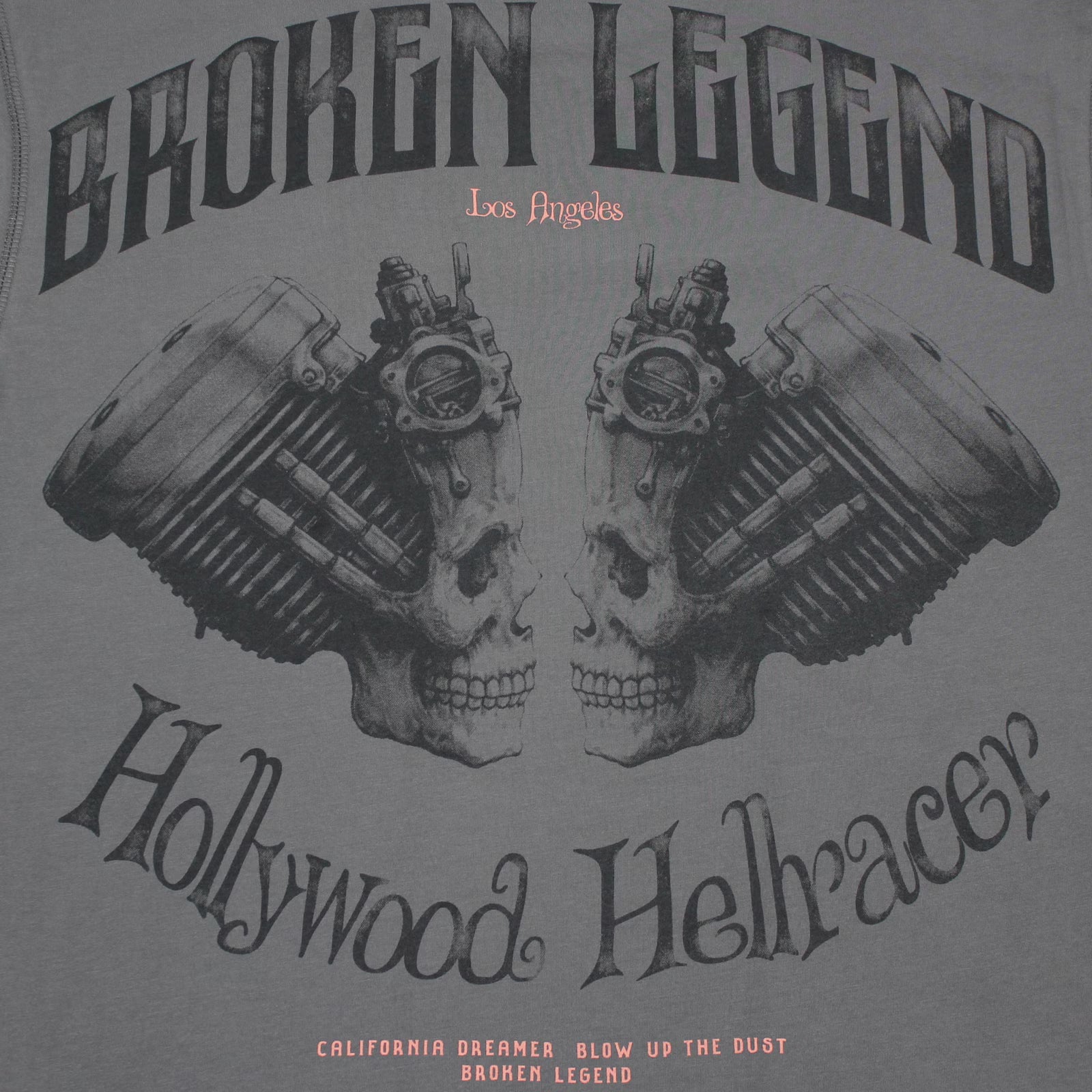 Broken Legend T-Shirt in Grau mit rundem Brustprint und mehrfarbigem Rückenprint