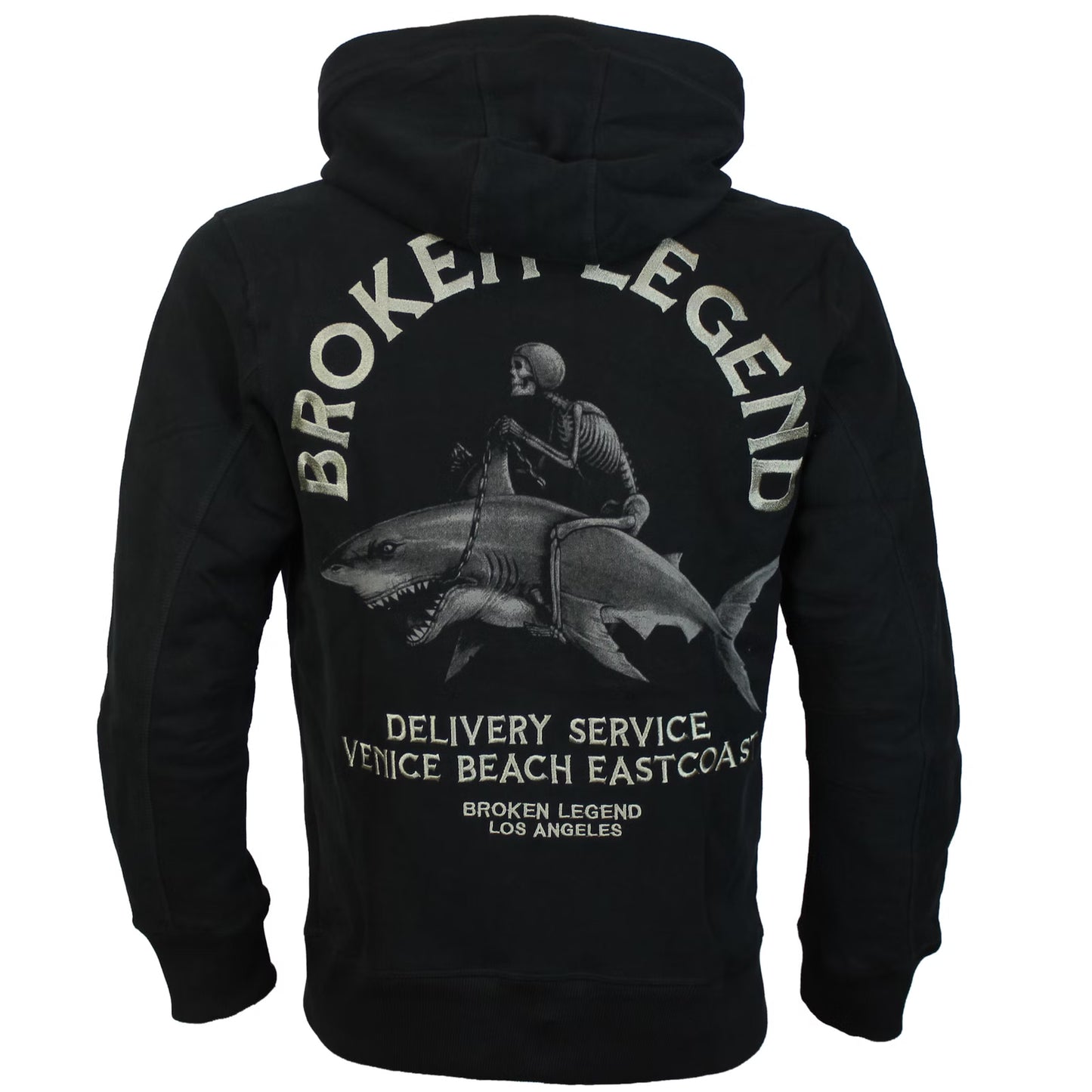Broken Legend Special Sweatjacke  schwarz mit Hai-Print und Kapuze