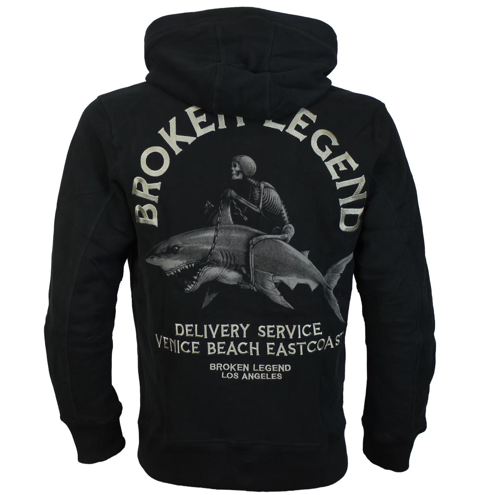 Broken Legend Special Sweatjacke  schwarz mit Hai-Print und Kapuze