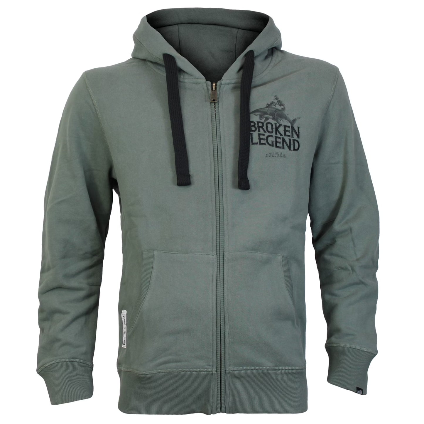 Broken Legend Special Sweatjacke grauoliv mit Hai-Print und Kapuze