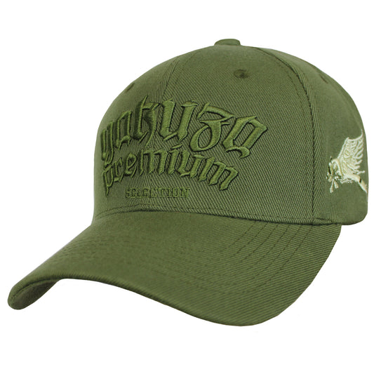 Yakuza Premium Base Cap – Snapback stylisches, olive Cap mit hochwertigem Stick-Design. Perfekt für trendbewusste Streetwear-Fans. Robuste Verarbeitung und unverwechselbares Yakuza-Logo für den ultimativen Look. Ideal für jedes Casual-Outfit Snapback