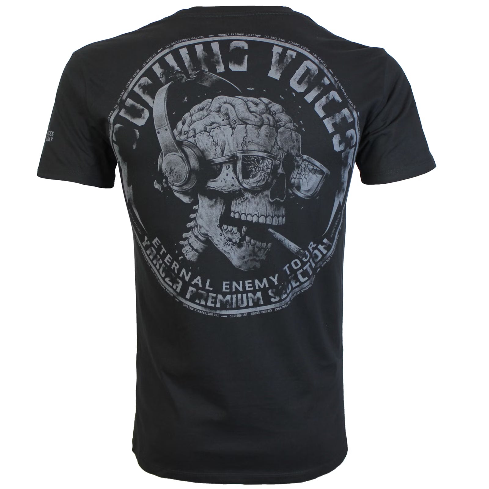 Schwarzes Yakuza Premium T-Shirt mit Techno-Skull Backprint