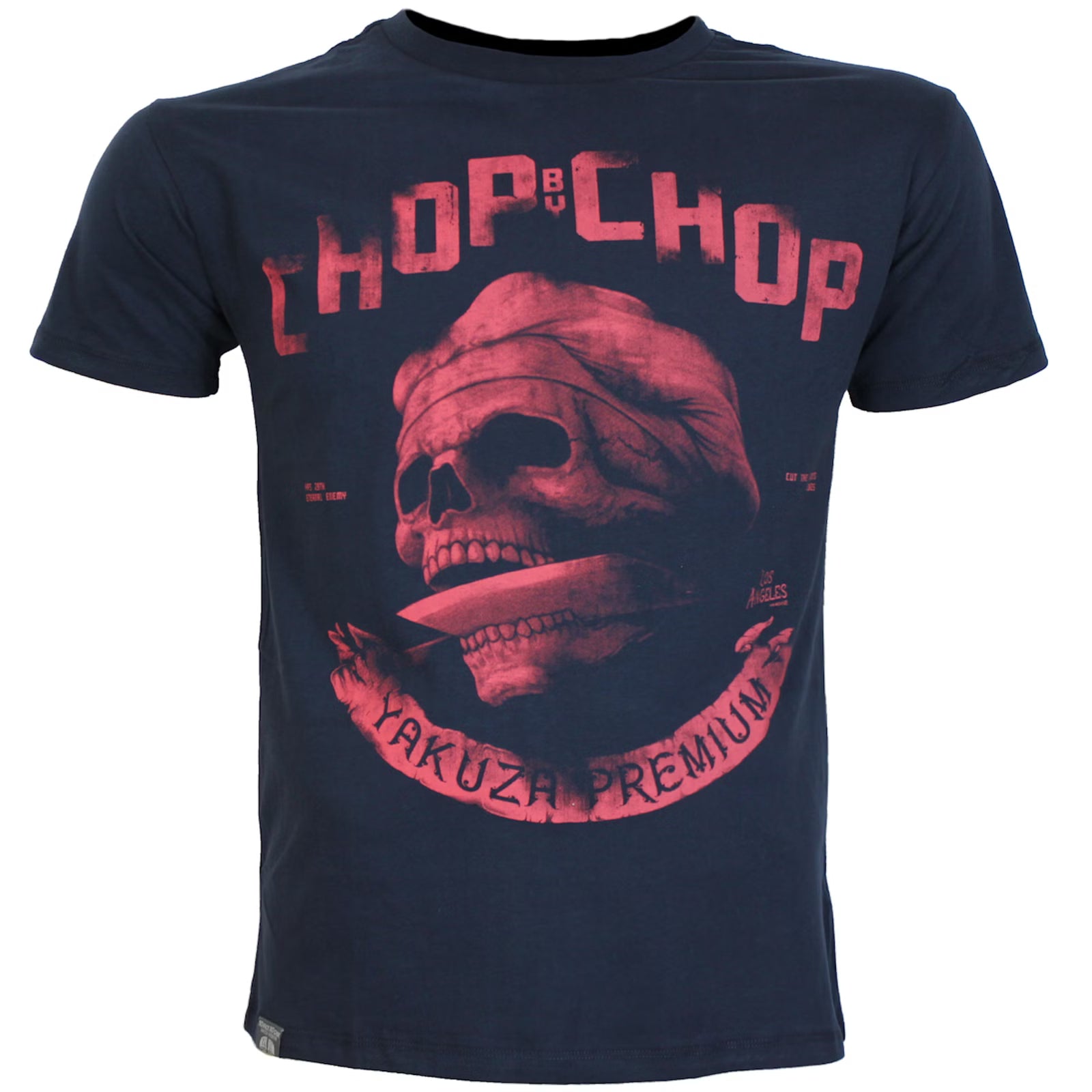 Dunkelblaues Yakuza Premium T-Shirt mit Chop-Chop Skull Print