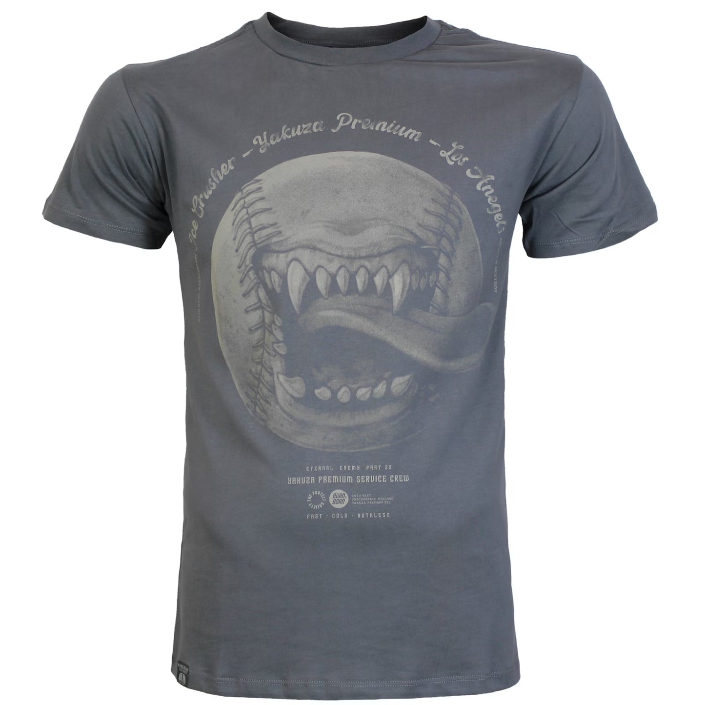 Yakuza Premium T-Shirt in Dunkelgrau mit Baseball Print auf der Front