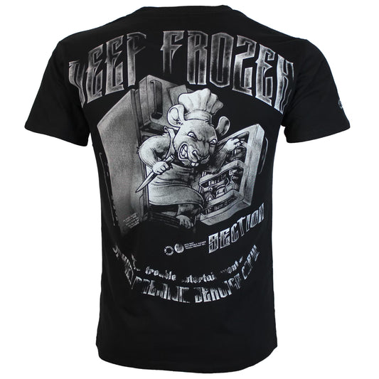 Rückseite von schwarzem Yakuza Premium T-Shirt mit grossem Ratten-Koch-Print.
