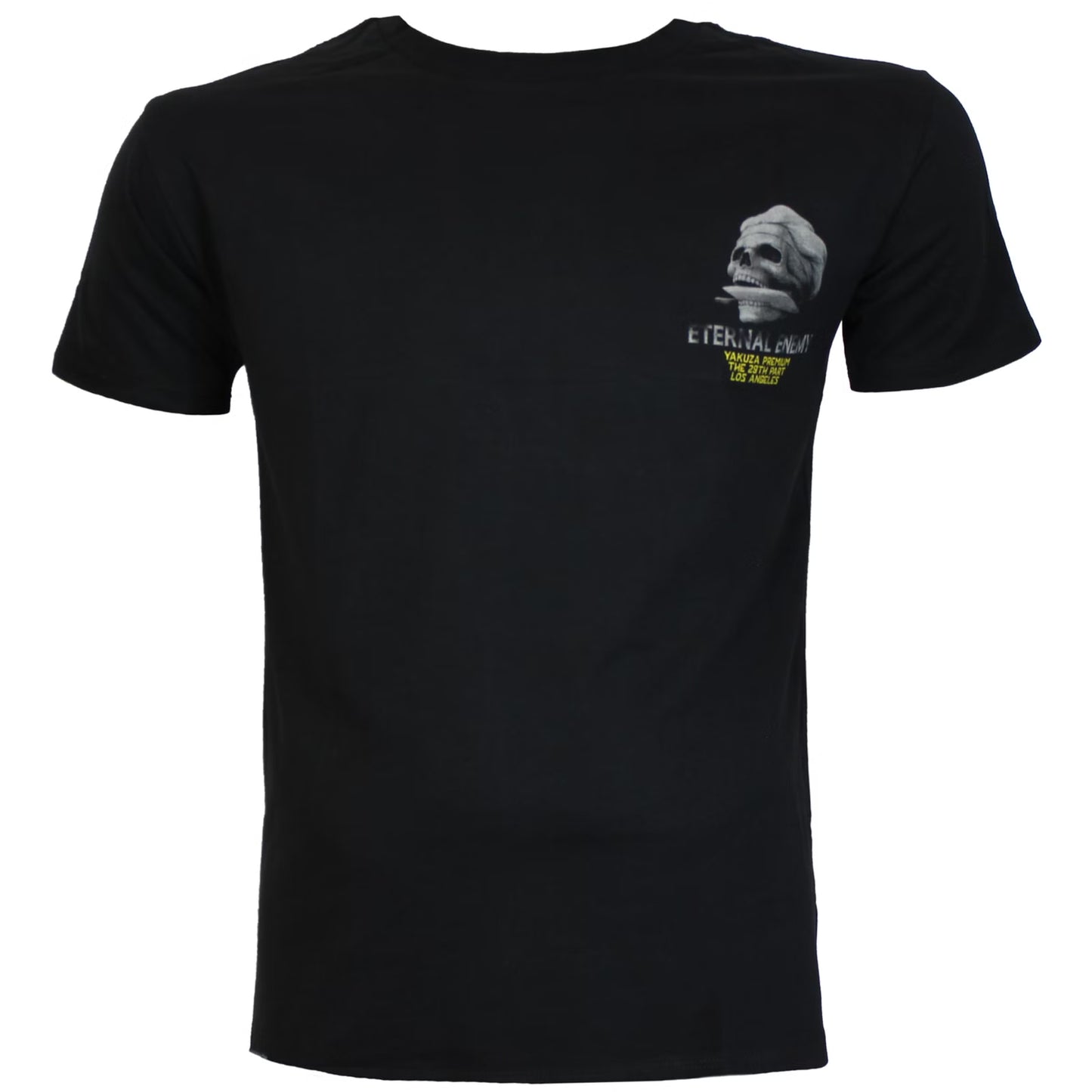 Schwarzes Yakuza Premium T-Shirt mit kleinem Totenkopf-Print auf der Brust.