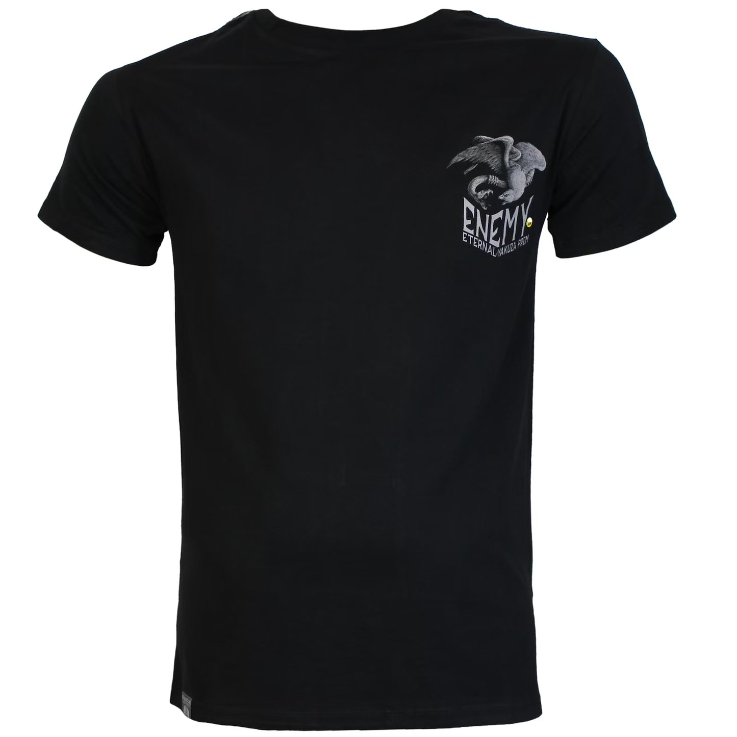 Vorderseite des schwarzen Yakuza Premium Herren T-Shirts mit kleinem Adler-Grafikprint auf der linken Brust.