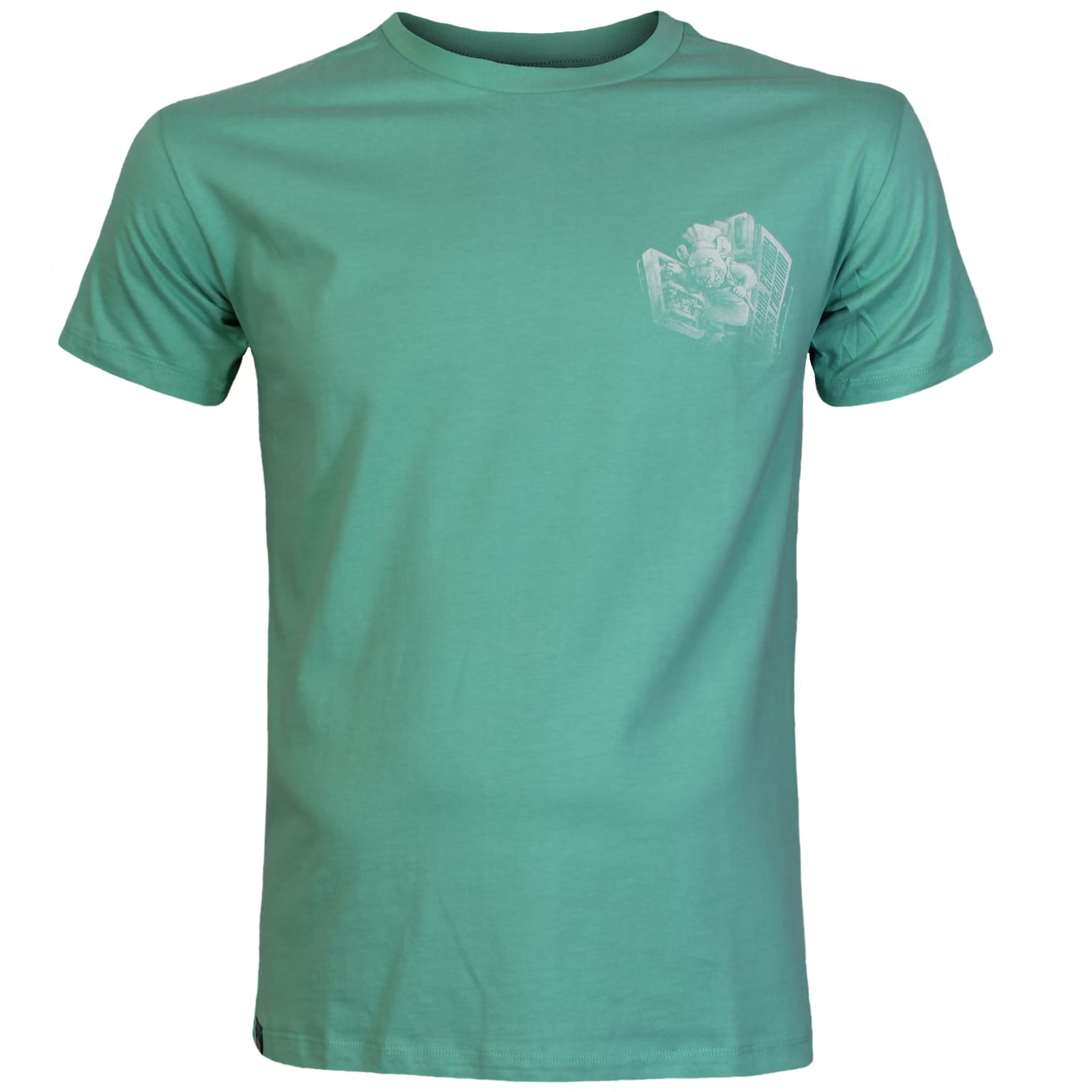 Vorderseite von mintgrünem Yakuza Premium T-Shirt mit kleinem Brustprint.