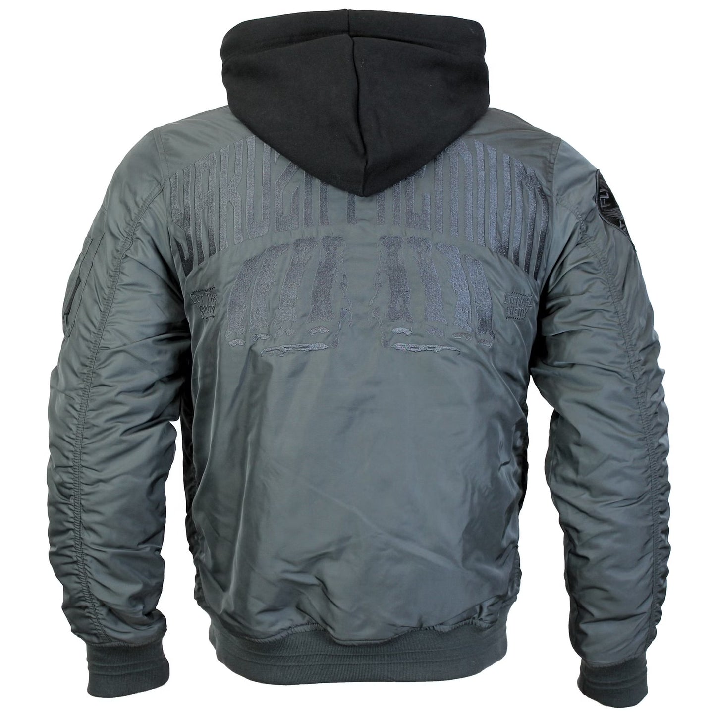 Limitierte Yakuza Bomberjacke 3961 in Grau/Stone mit Stickerei und Kapuze