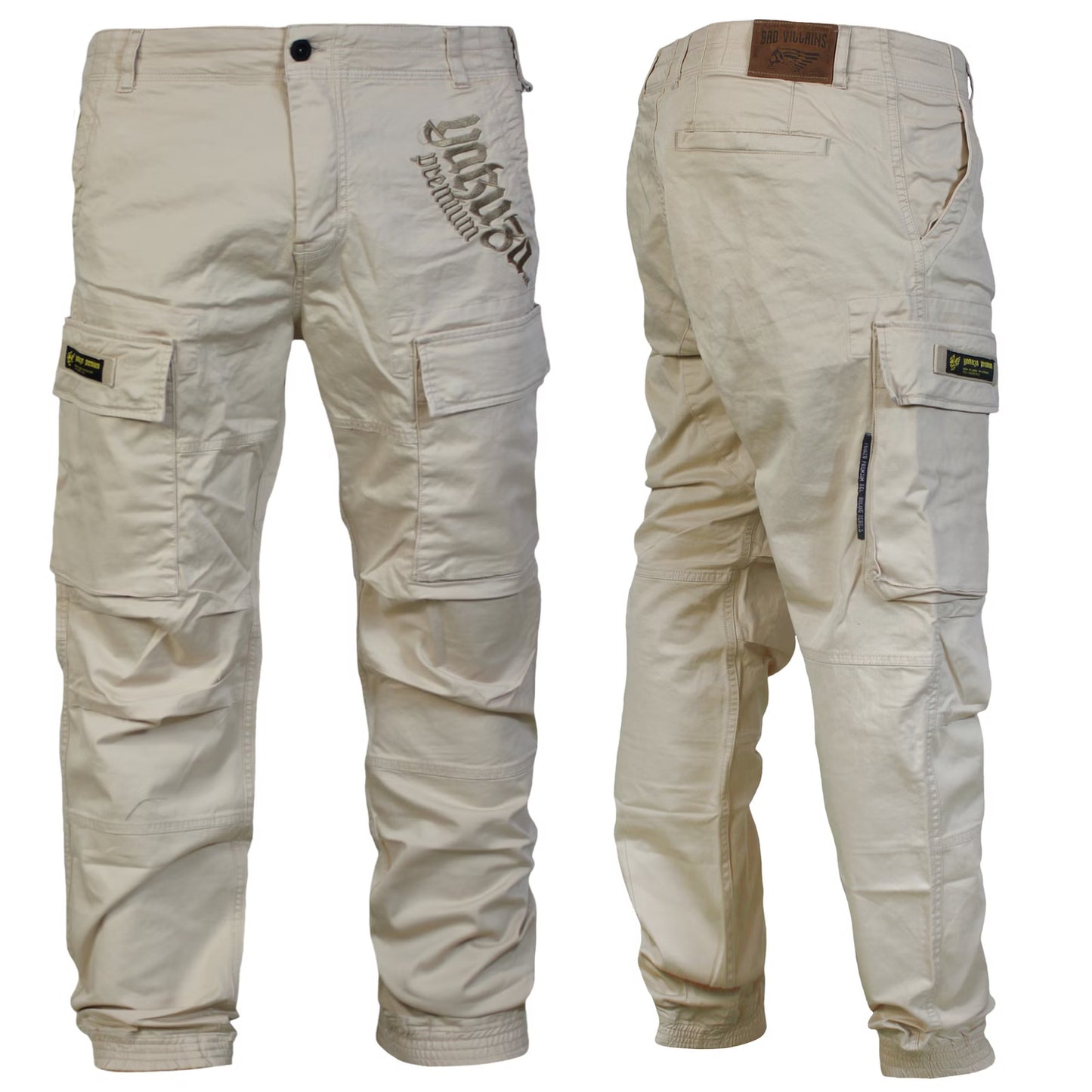 Beige Yakuza Premium Cargo Pants 3854 mit Cargotaschen und Bündchen