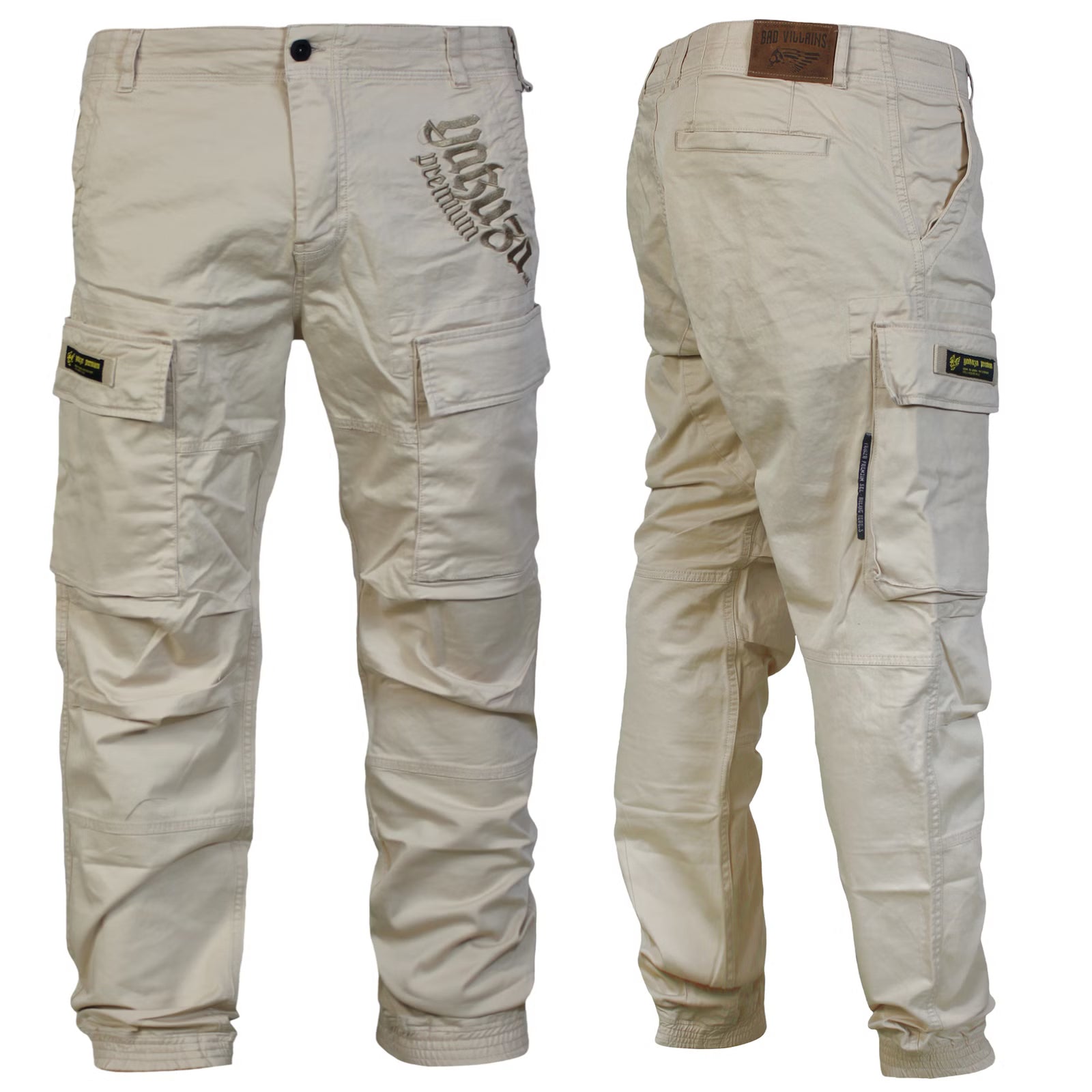 Beige Yakuza Premium Cargo Pants 3854 mit Cargotaschen und Bündchen