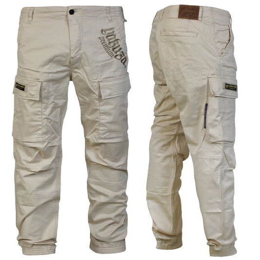 Beige Yakuza Premium Cargo Pants 3854 mit Cargotaschen und Bündchen