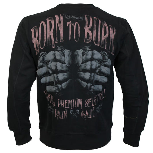 Schwarzer Yakuza Premium Herren  Pullover mit Rückenprint und Stickerei