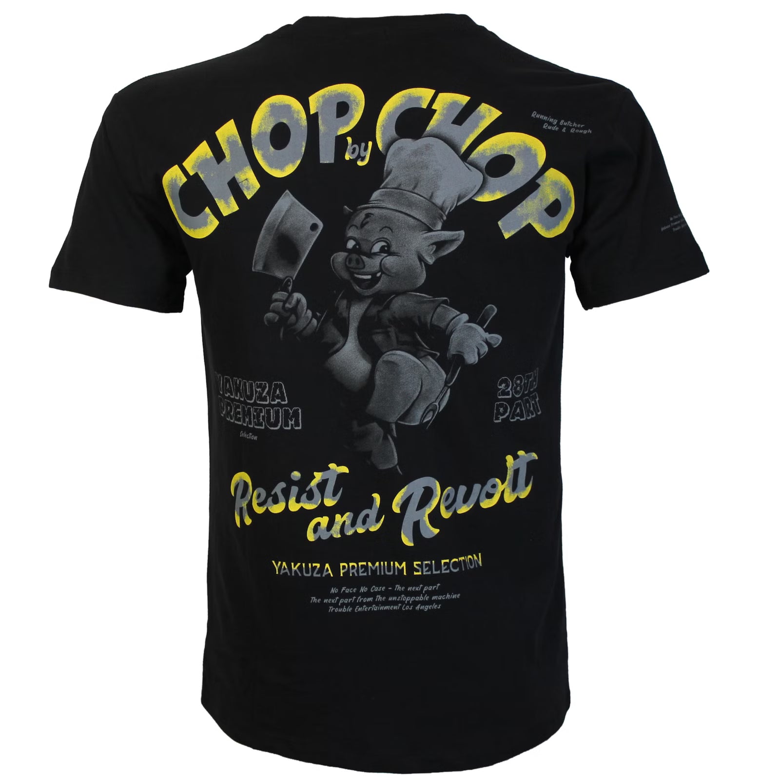 Schwarzes Yakuza Premium T-Shirt mit Brustprint und grossem Rückenprint