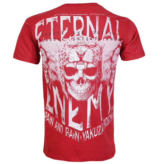 Yakuza Premium T-Shirt 3903 in rot mit grossem, detailreichem Rückenprint und kleinem Logo auf der linken Brust.