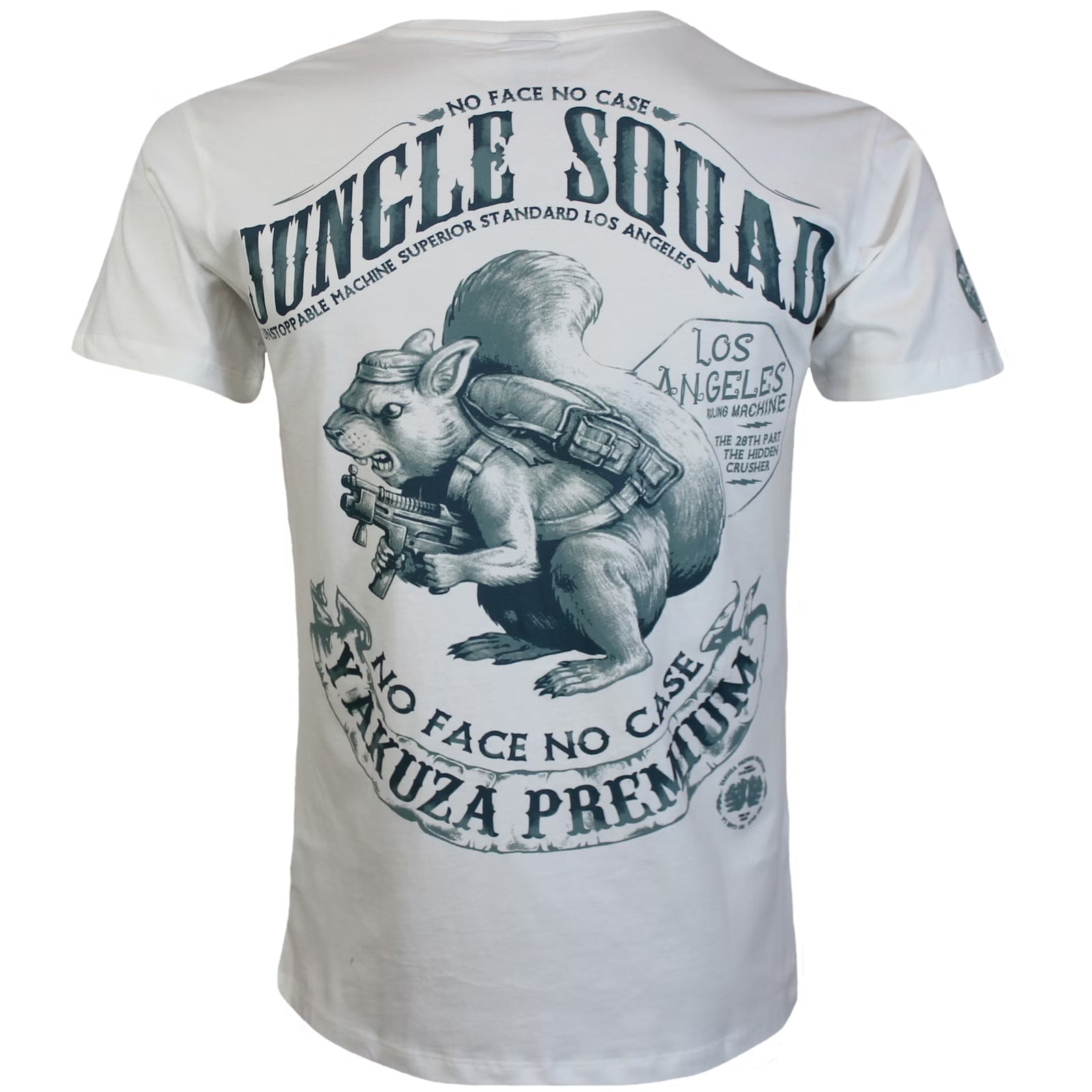 Natur Weisses Yakuza Premium T-Shirt mit Brustprint und grossem Rückenprint