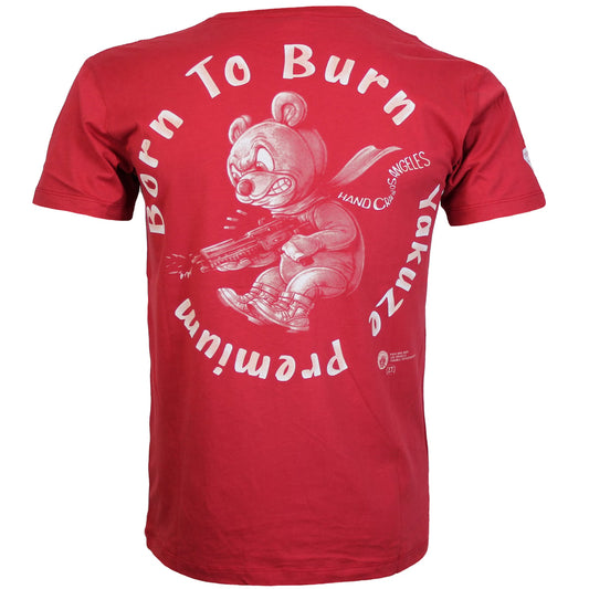 Yakuza Premium T-Shirt in rot mit grossem, detailreichem Rückenprint und kleinem Logo auf der linken Brust.