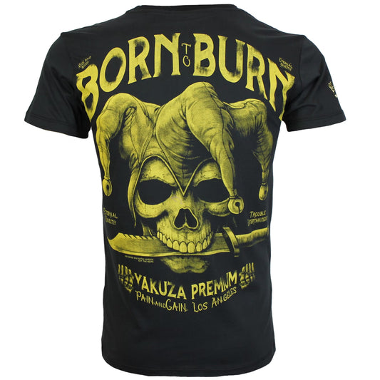 Yakuza Premium 3911 T-Shirt in schwarz mit grossem, detailreichem Rückenprint und kleinem Frontprint auf der linken Brust.