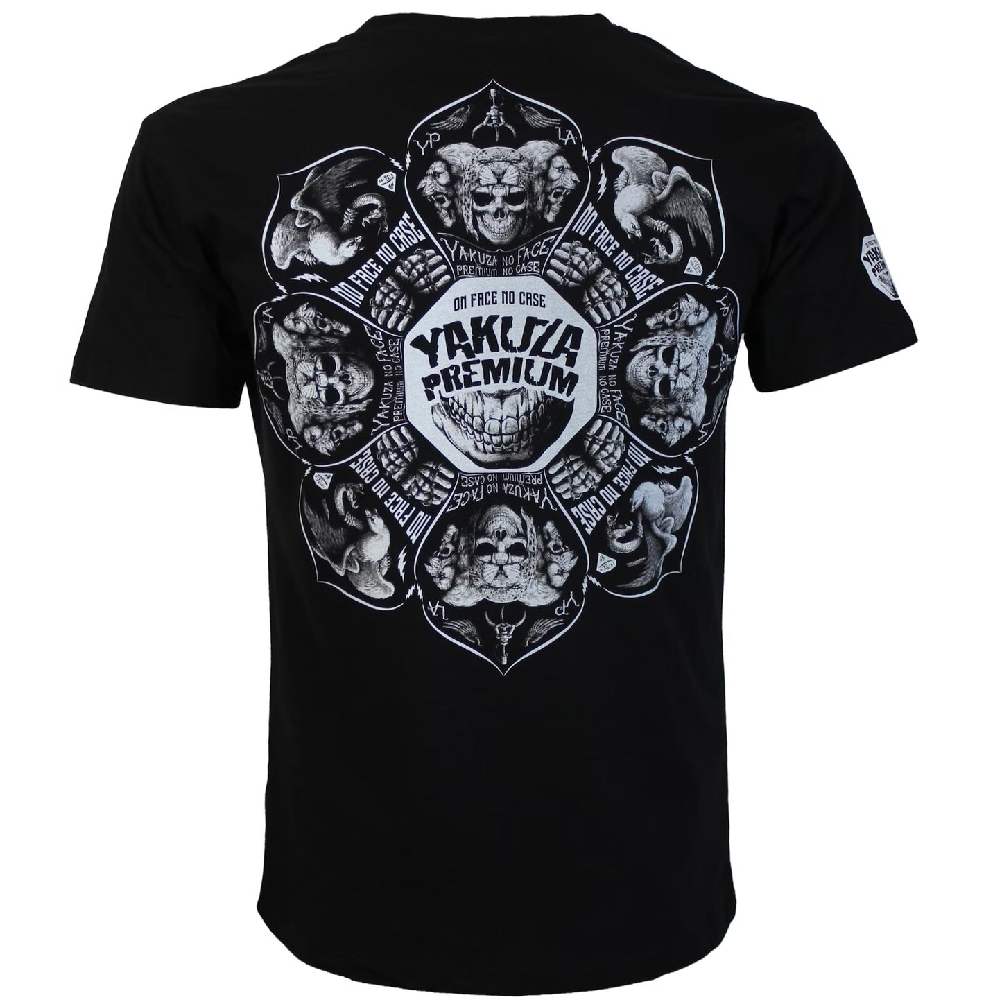 Schwarzes Yakuza Premium T-Shirt mit Brustprint und grossem Rückenmotiv