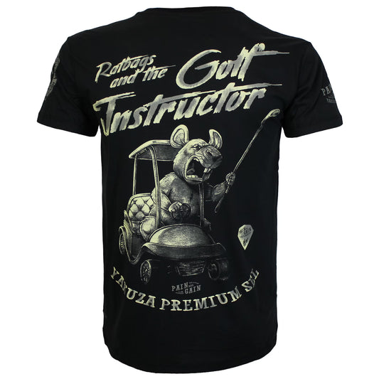 Yakuza Premium T-Shirt in Schwarz mit grossem, detailreichem Rückenprint und kleinem Frontprint auf der linken Brust.