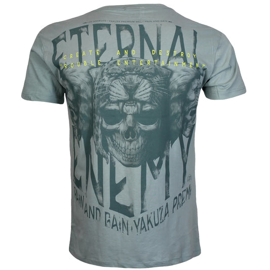 Yakuza Premium T-Shirt 3903 in hellblau mit grossem, detailreichem Rückenprint und kleinem Logo auf der linken Brust.