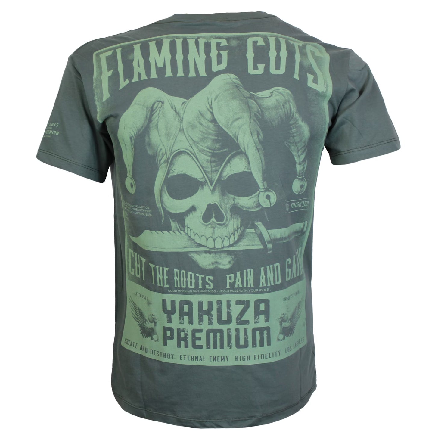 Yakuza Premium 3916 T-Shirt aus 100 % Baumwolle mit kleinem Brustprint vorn und grossem Rückenprint.