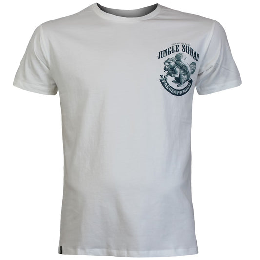 Natur Weisses Yakuza Premium T-Shirt mit Brustprint und grossem Rückenprint