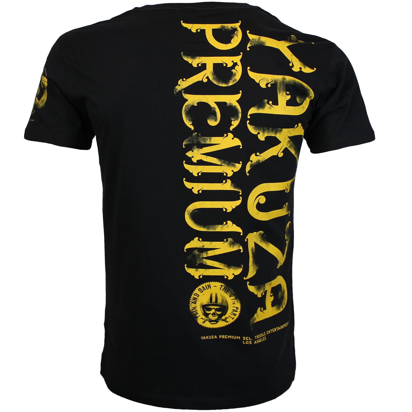 Yakuza T-Shirt in Schwarz aus weicher Pima-Baumwolle mit großem wütenden Affenprint und Rücken-Schriftz