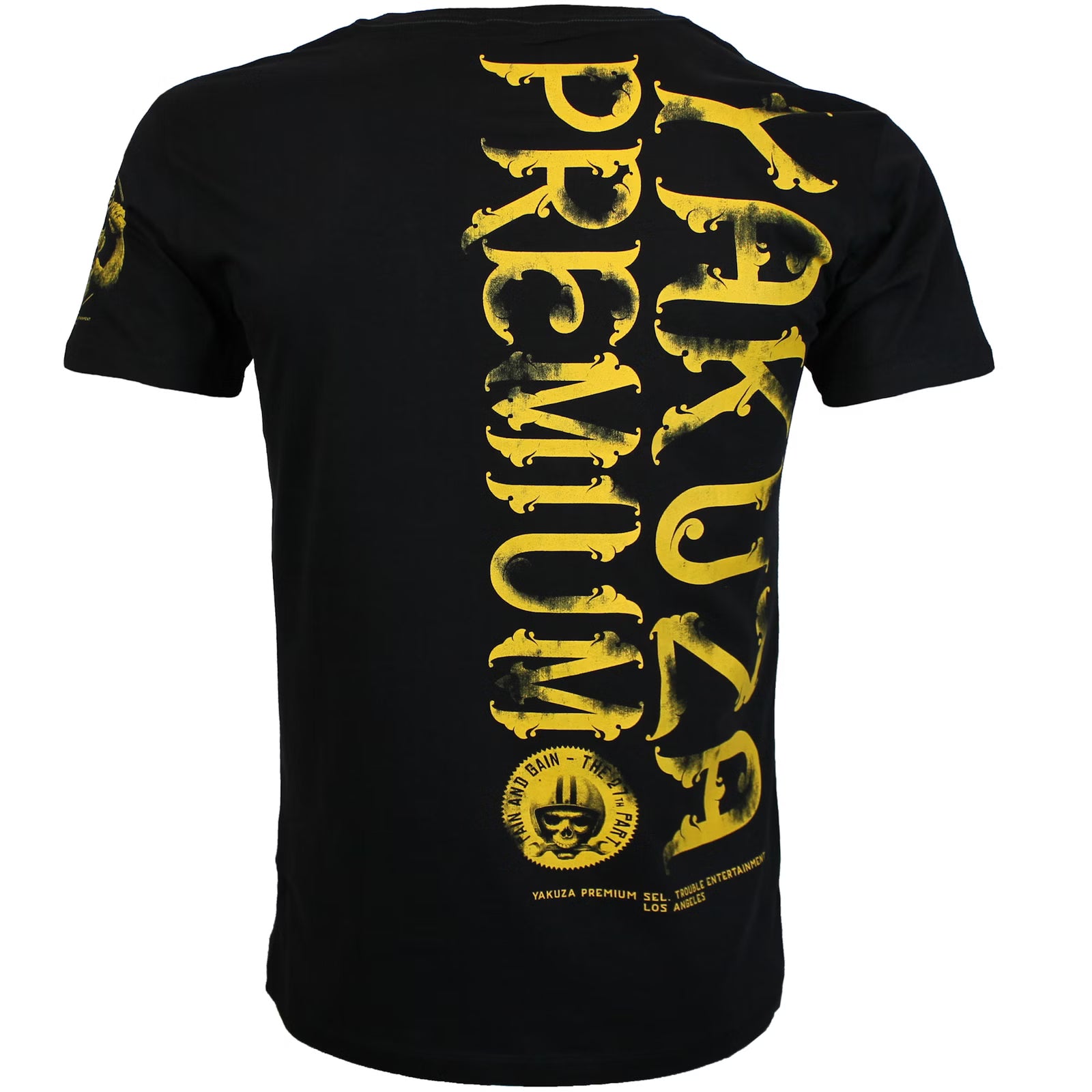 Yakuza T-Shirt in Schwarz aus weicher Pima-Baumwolle mit großem wütenden Affenprint und Rücken-Schriftz