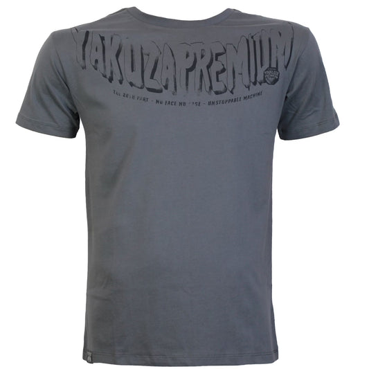 Dunkelgraues Yakuza Premium T-Shirt aus Pima-Baumwolle mit grossem Logo-Schriftzug im Brustbereich.