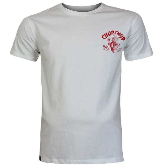 Natur Weisses Yakuza Premium T-Shirt mit Brustprint und grossem Rückenprint