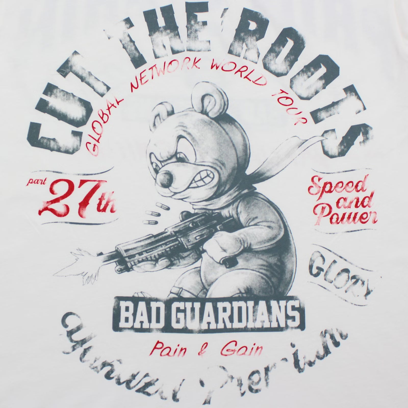 Yakuza Premium 3914 T-Shirt in natur weiss aus 100 % Baumwolle mit grossem Brustprint und auffälligem Schriftzug auf dem Rücken