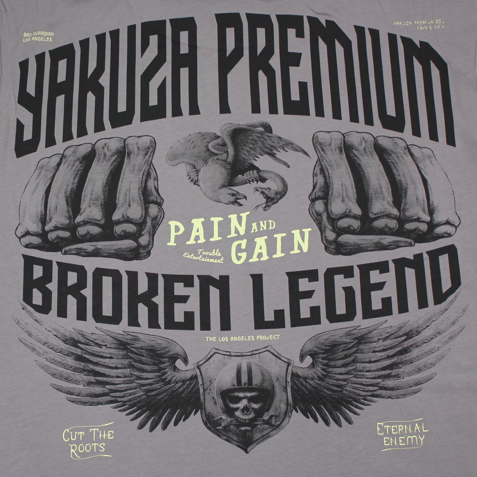 Yakuza Premium T-Shirt in lila matt mit grossem, detailreichem Rückenprint und zwei kleine Logos auf der Brust
