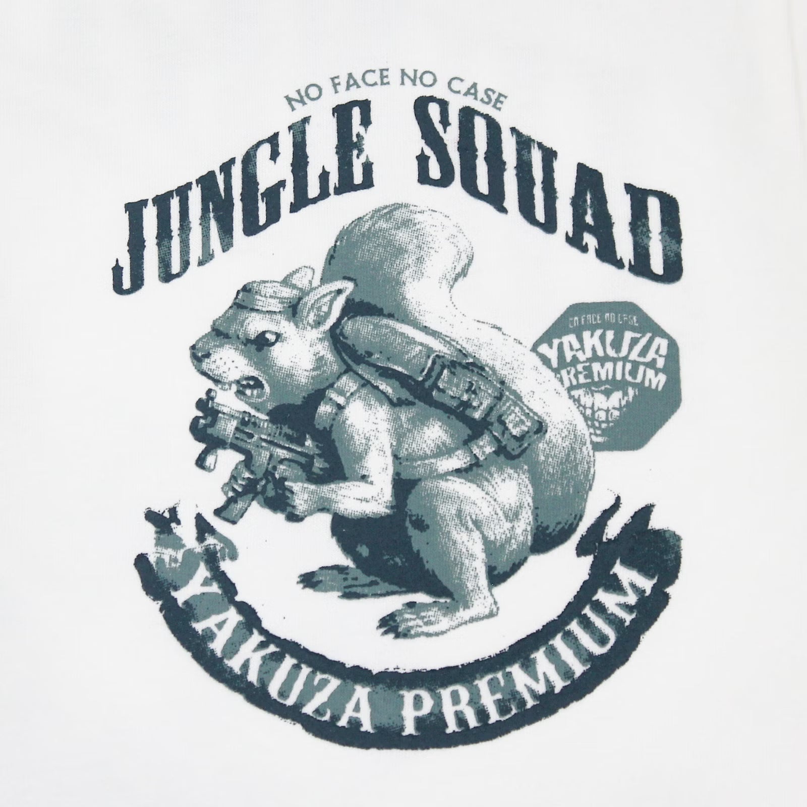 Natur Weisses Yakuza Premium T-Shirt mit Brustprint und grossem Rückenprint