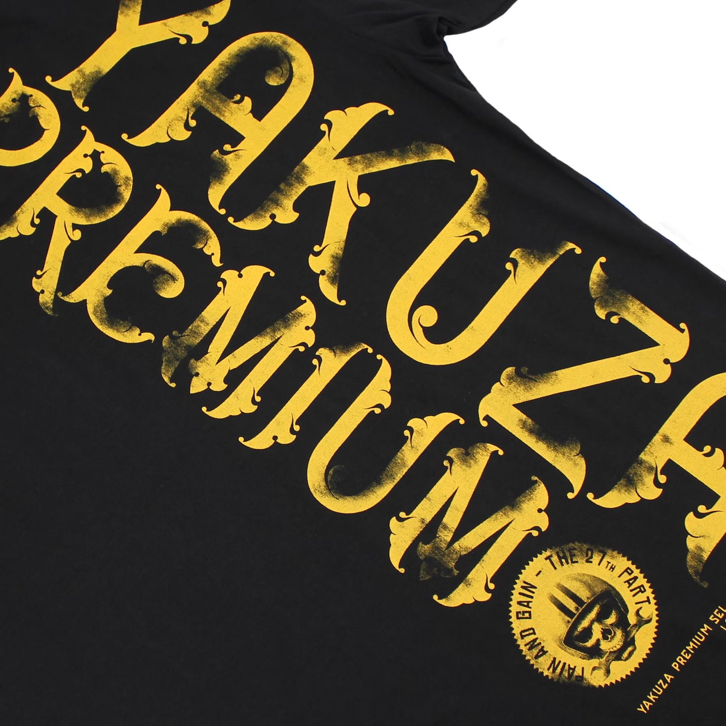Yakuza T-Shirt in Schwarz aus weicher Pima-Baumwolle mit großem wütenden Affenprint und Rücken-Schriftz