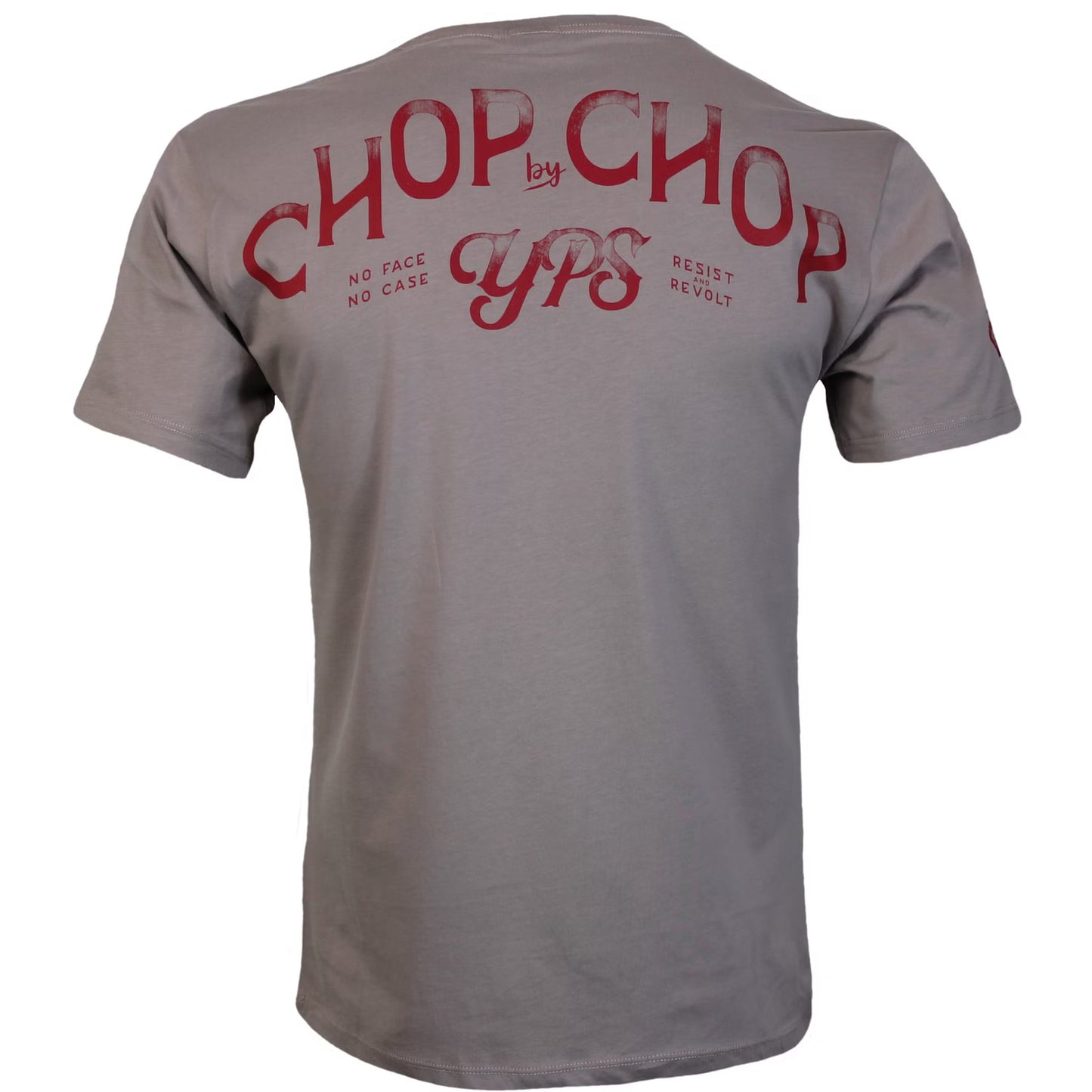 Yakuza Premium Selection T-Shirt in Lila mit grossem Frontprint Schwein als Koch und Chop by Chop Schriftzug auf dem Rücken