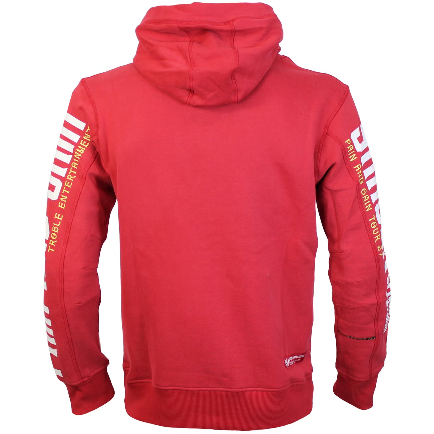 Yakuza Premium Sweatshirt YPH 3923 in Rot mit drei Indianer-Skulls vorn und Schriftzug auf den Ärmeln
