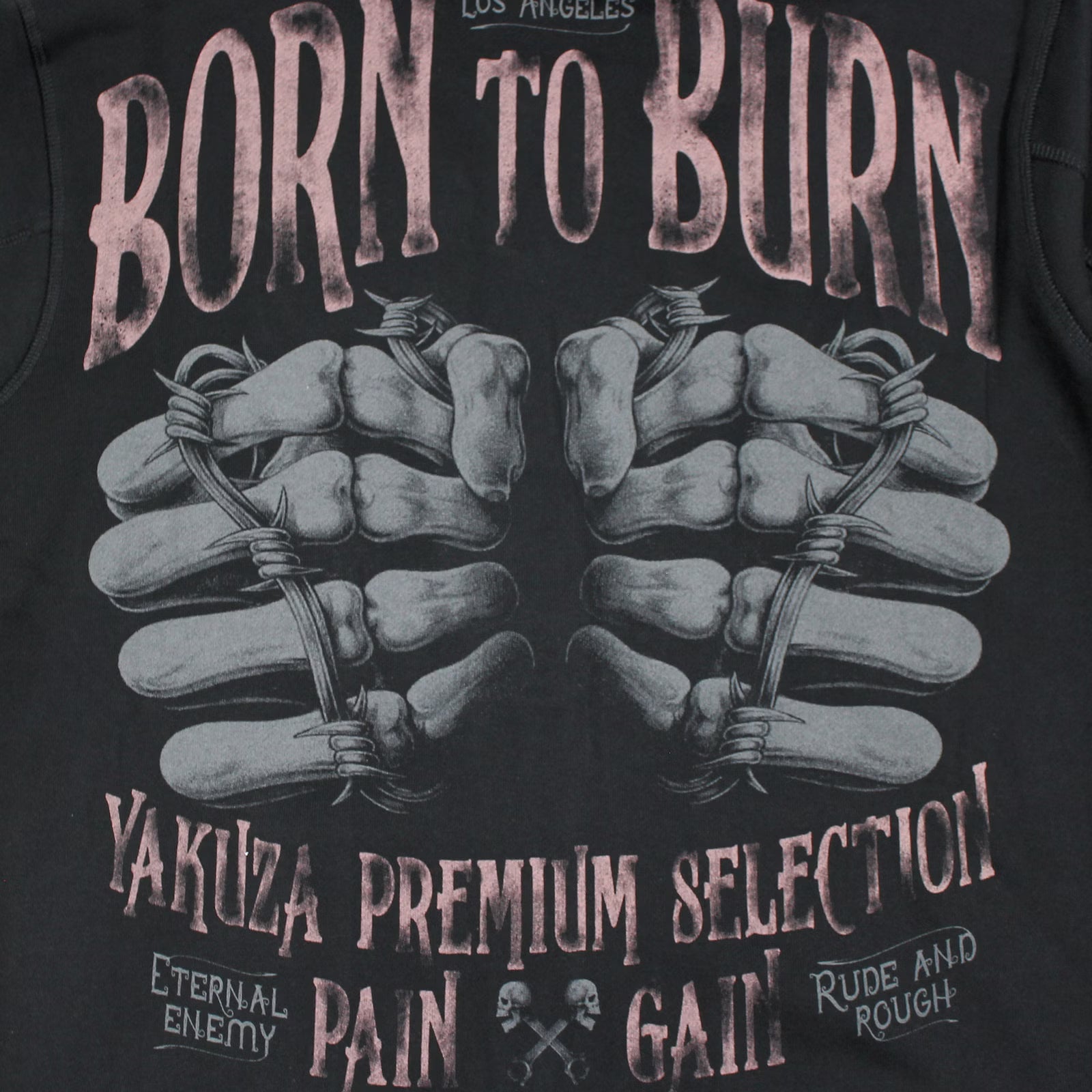 Yakuza Premium Sweatjacke YPHZ 3925 C in Schwarz mit Kapuze, Frontprints & Rückenmotiv