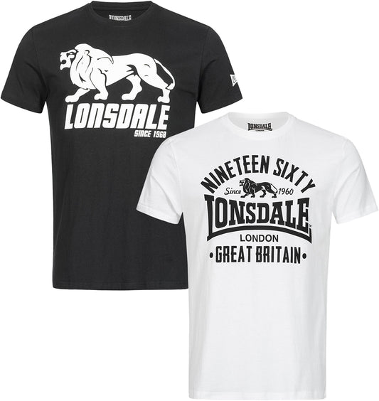 Lonsdale 114063 Bylchau T-Shirt Doppelpack Schwarz/Weiss